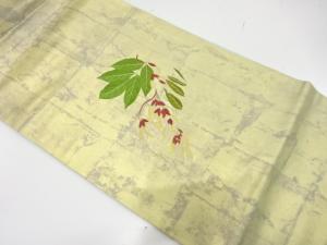 引箔　藤模様　刺繍　名古屋帯